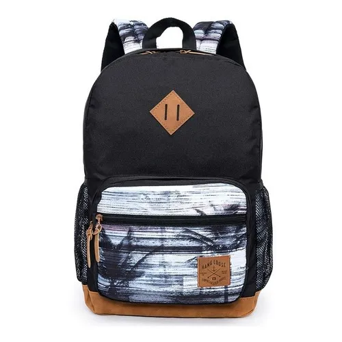 Mochila Hang Loose Modelo Smooth Preta Moderna Estampada Cor Preto/Estampado Foto 1