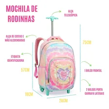 Mochila Infantil Escolar Menina Com Rodinhas 3 Peças Foto mini 3