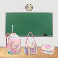 Mochila Infantil Escolar Menina Com Rodinhas 3 Peças Foto mini 2