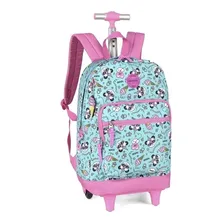 Mochila Juvenil Trolley Panda Puxador AlumÃnio Tam G Verde Foto mini 1