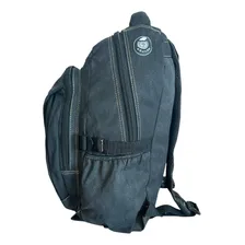 Mochila Lona Reforçada Preto Desenho Liso Estudo Resistente Foto mini  2