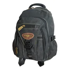 Mochila Lona Reforçada Preto Desenho Liso Estudo Resistente Foto  mini 1