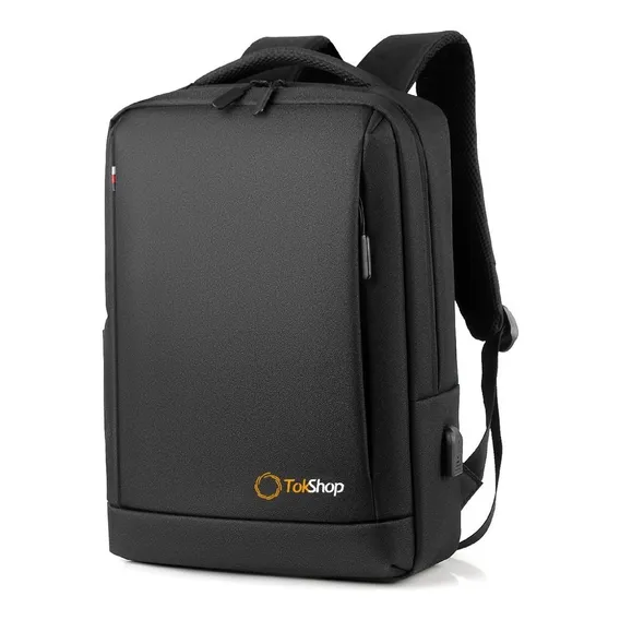 Mochila Masculina Compartimento Laptop Resistente Agua 15.6 Cor Preto Desenho Do Tecido Liso Foto 1
