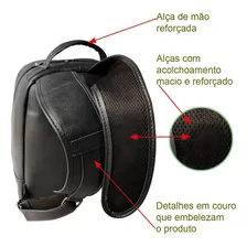 Mochila Masculina Couro Legitimo Notebook Executiva 9001 Cor Café Foto mini 4