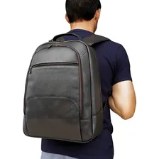 Mochila Masculina Couro Legitimo Notebook Executiva 9001 Cor Café Foto mini  3