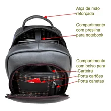 Mochila Masculina Couro Legitimo Notebook Executiva 9001 Cor Café Foto mini  2