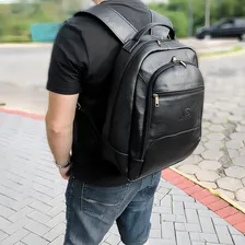 Mochila Masculina Executiva Notebook Couro Legitimo 9001 Cor Preto Foto mini  2