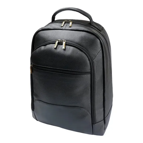 Mochila Masculina Executiva Notebook Couro Legitimo 9001 Cor Preto Foto 1