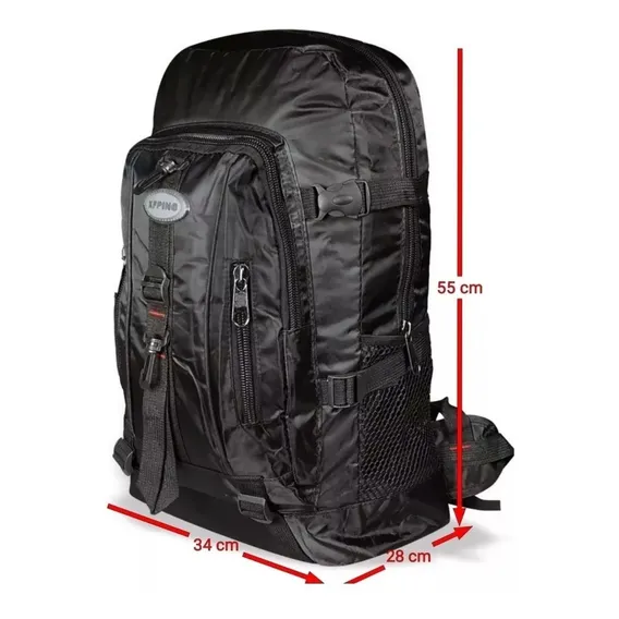 Mochila Masculina Impermeável Preta Caveirao 50litros Cor Preto Desenho do tecido Preto Foto 1