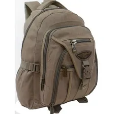 Mochila Masculina Notebook Lona Jeans Grossa Recorçada Cor Bege Desenho Do Tecido Liso Foto mini 2