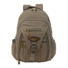 Mochila Masculina Notebook Lona Jeans Grossa Recorçada Cor Bege Desenho Do Tecido Liso Foto mini 1