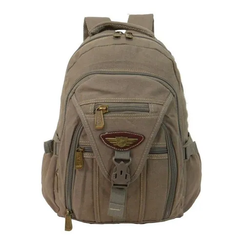 Mochila Masculina Notebook Lona Jeans Grossa Recorçada Cor Bege Desenho Do Tecido Liso Foto 1