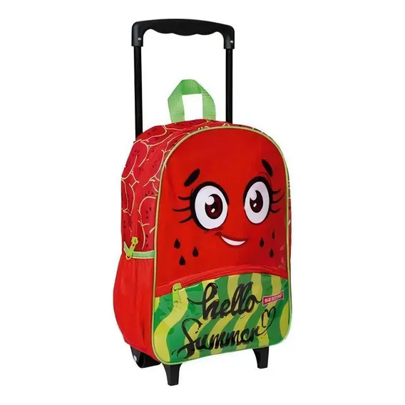 Mochila Melancia Infantil Rodinha Carrinho Escolar Tam M Foto 1