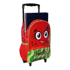 Mochila Melancia Infantil Rodinha Carrinho Escolar Tam M Foto mini 2