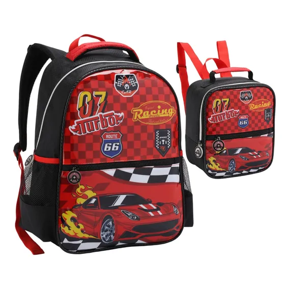 Mochila Mini Costas Menino Infantil Lancheira Carros Foto 1