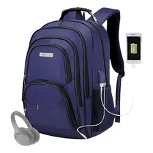 Mochila Notebook Casual Impermeavel Costas C/entrada Usb Cor Azul Foto mini 1