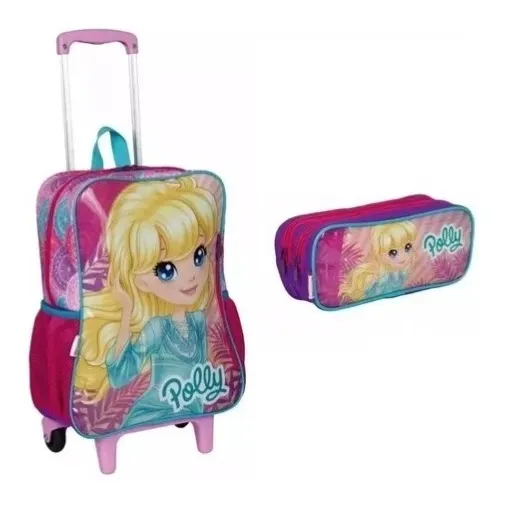 Mochila Polly Pocket 19m Floral Rodinhas G + Estojo Sestini 2019 Foto 1