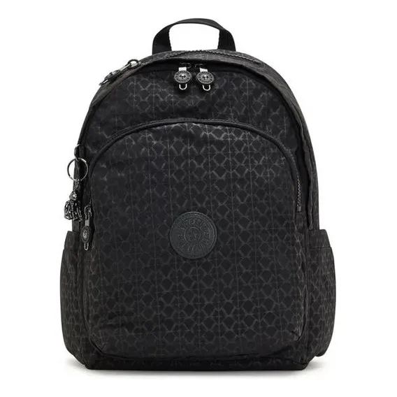 Mochila Resistente Casual Média Delia Kipling Cor Preto Desenho Do Tecido Signature Emb Foto 1