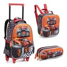 Mochila Rodinha Infantil Escolar Menino Carros Velozes Foto mini 1