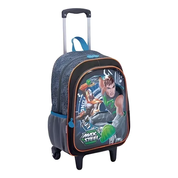 Mochila Rodinhas Max Steel Tam G 19x 3d Sestini 2019 Rob么 Cor Preto Foto 1