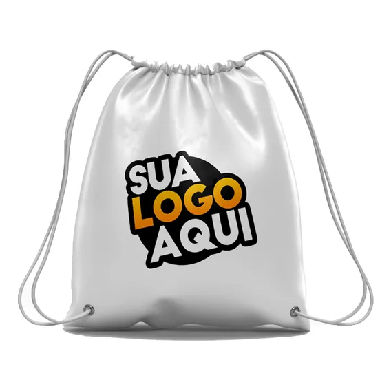 Mochila Saco Personalizadas 38x28cm - Sacochilas 30un Cor Branco Foto 1