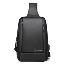 Mochila Transversal Luxo Masculina Para iPad Com Entrada Usb Cor Preto TokShop Foto mini 3