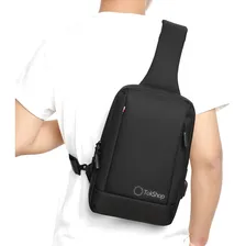 Mochila Transversal Luxo Masculina Para iPad Com Entrada Usb Cor Preto TokShop Foto mini 2