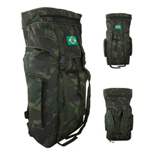 Mochila Trilha Camuflada Tipo Militar Grande 60 Litros Cor Verde-escuro Camuflada Militar Foto mini 1