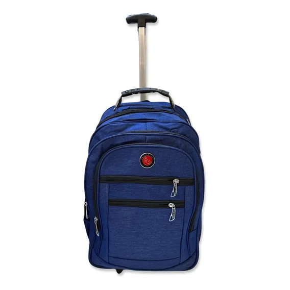 Mochila Viagem Azul A Bordo Masculina De Rodinhas Com Alça Foto 1