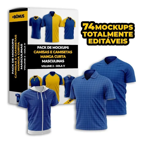 Mockups Camisas E Camisetas Manga Curta Masculinas Vol. 02 Foto 1