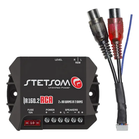 Modulo AUTOMOTIVO Stetsom IR160 COM CHICOTE RCA Amplificador 160W Rms Para Alto Falante de Portas e Tampao 6x9 6 polegadas 2 Canais RENDE 45W A 4 Ohms Potencia iron line valente e compacto Foto 1