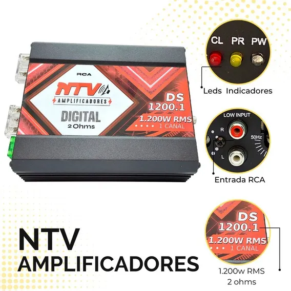 Módulo Potência Mesa Som Automotivo 1200w Rms Ds1200 1canal Foto 1
