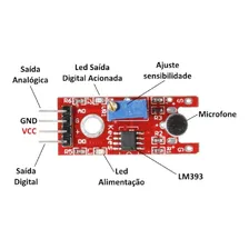 M贸dulo Sensor Detector Som Microfone Ky-037 Arduino Raspberr Foto mini 4