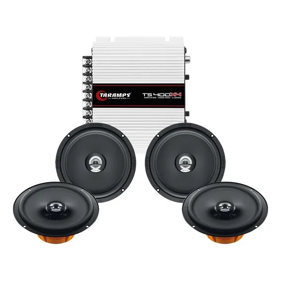 Modulo Ts400x4 + Kit 4 Alto Falante 6 Pol Hertz Dcx165.3 Cor Preto Foto 1
