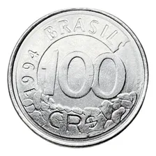Moeda Antiga Do Brasil - 100 Cruzeiros Reais De 1994 - Lobo Foto mini 1