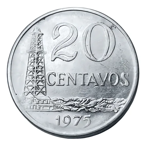 Moeda Antiga Do Brasil De 20 Centavos De 1975 Foto 1