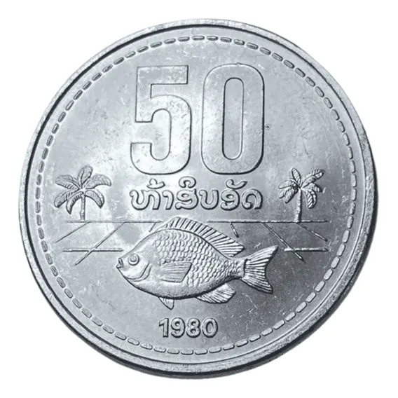 Moeda De Laos: 50 Att De 1980 Foto 1