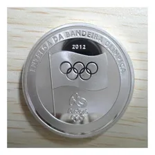 Moeda Medalha Bandeira Olimpíadas Banhada Prata 40mm Foto mini 4