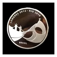 Moeda Medalha Bandeira Olimpíadas Banhada Prata 40mm Foto mini 2