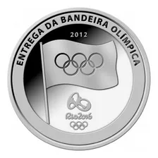 Moeda Medalha Bandeira Olimpíadas Banhada Prata 40mm Foto mini 1