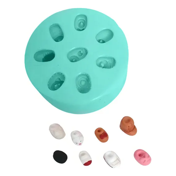 Molde De Silicone Sapatinhos Para Apliques Biscuit Cor Molde de Silicone para Biscuit Sapato Aplique Biscuit Boneca Foto 1