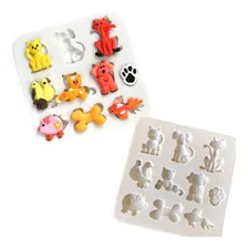 Molde Silicone Animais Gato Cachorro Peixe Porco Passarinho Foto mini 1