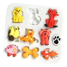 Molde Silicone Animais Gato Cachorro Peixe Porco Passarinho Foto mini 2