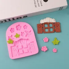 Molde Silicone Casinha Casa Floresta Janela Fondant Biscuit Foto mini 2
