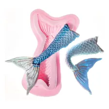 Molde Silicone Cauda Sereia Resina Biscuit Pasta Americana Cor Branco Foto mini 3