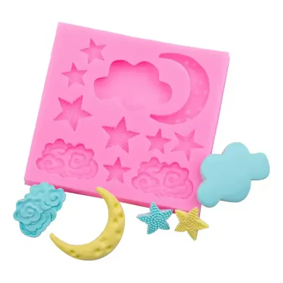 Molde Silicone Ceu Lua Nuvem Estrela Chocolate Fondant Pasta Foto 1