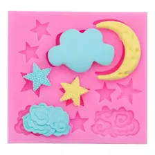 Molde Silicone Ceu Lua Nuvem Estrela Chocolate Fondant Pasta Foto mini  2