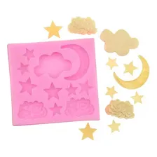 Molde Silicone Ceu Lua Nuvem Estrela Chocolate Fondant Pasta Foto mini  3