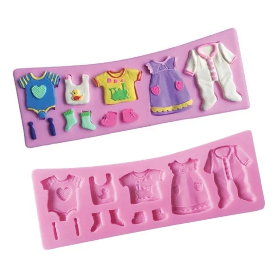Molde Silicone Confeitaria Chá Bebê Roupa Bebê Cor Branco Foto 1