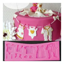 Molde Silicone Confeitaria Chá Bebê Roupa Bebê Cor Branco Foto mini 4